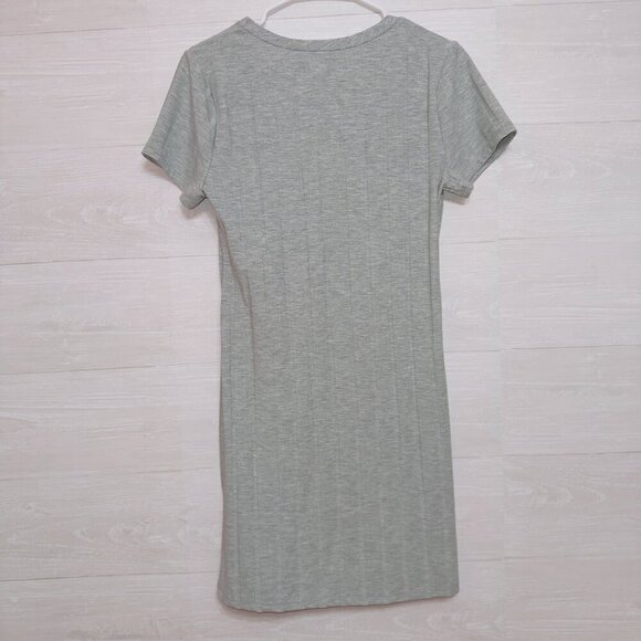 ENTRO Gray Short Sleeve Round Neck Casual Mini Dress women's size medium - Picture 7 of 7